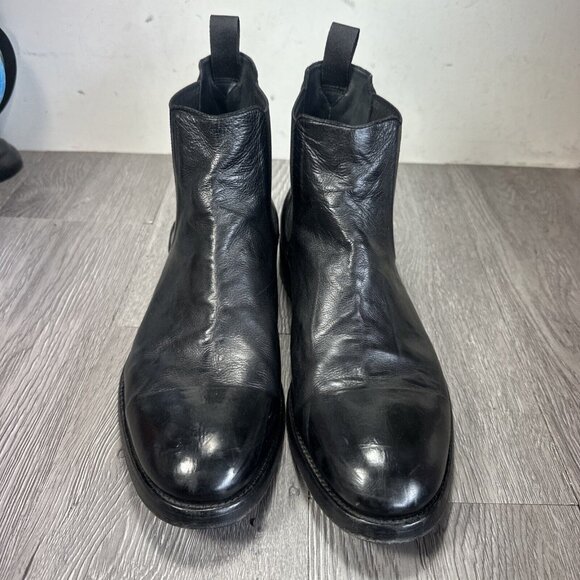Frye Chelsea Boots Men 10.5 Black Leather  Ankle Pull On Shoes Made In Italy main image 7
